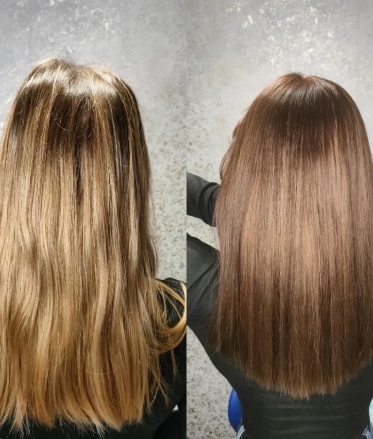 przed i po koloryzacji włosów